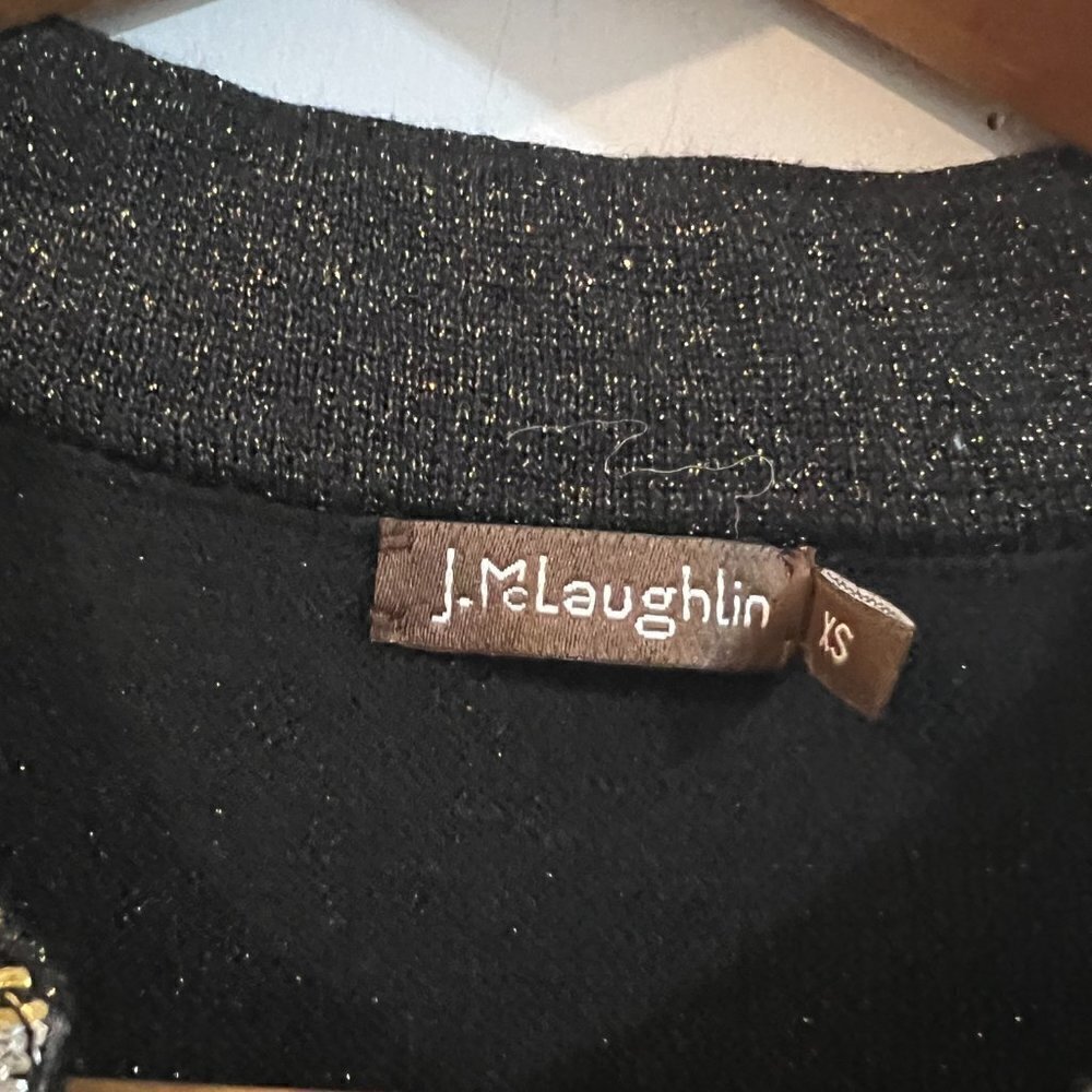J. McLaughlin Tunic Top Geometric Embroidered Black Women's Size XS Cotton Modal - Picture 6 of 6